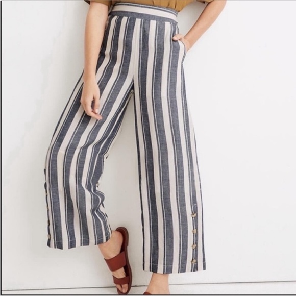 Madewell Striped Ankle Pants in Blue and White